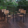 Flash Furniture Set of 4 Indoor/Outdoor Faux Teak Patio Chairs 4-XU-DG-HW6006-GG